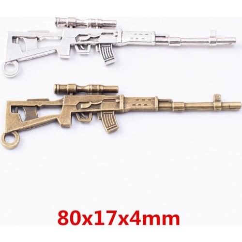 8 pieces of retro metal zinc alloy gun pendant for DIY handmade jewelry necklace making 7012