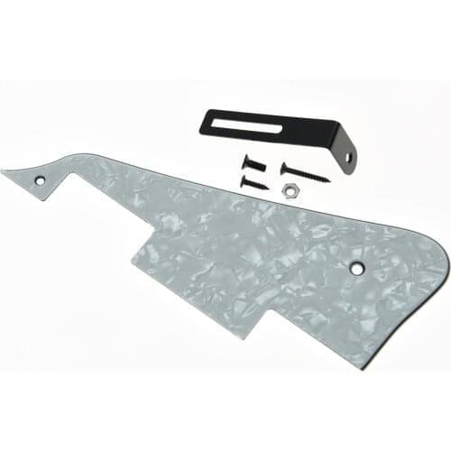 White Pearl LP Guitar Pickguard with Black Bracket Fits LP