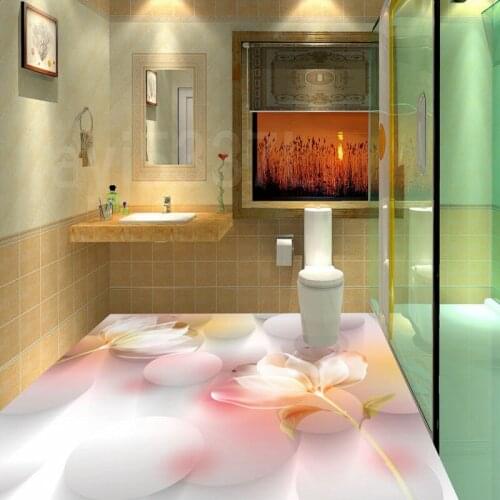 Free Shipping 3D Stereo Floral thickened Floor non-slip thickened moisture-proof water-proof bathroom lobby mural wallpaper