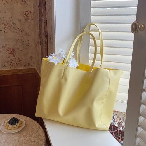 Brand Designer Simple Handbags Women Leather Totes Luxury Casual Vintage Shoulder Bag Girls Minimalist Large Capacity Bucket Bag