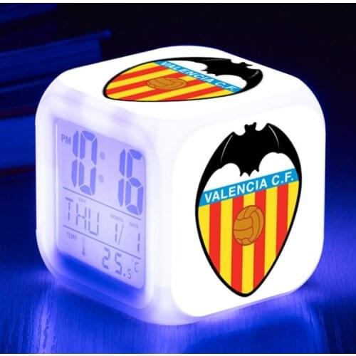 Digital clock 7 color LED Alarm Clock Real Sociedad de Futbol Kid Gift soccer Club Watch Flash LED Bedroom Lamp Dropship