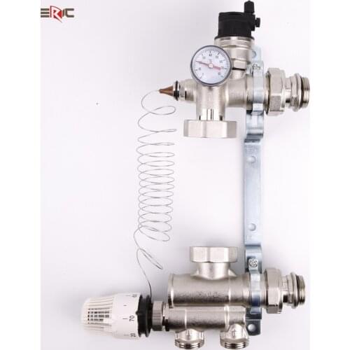 DN25 Water Circulating Pumps Manifold Hot / Cold Mixing Valve For Radiant Floor Heating System Thermostatic Control