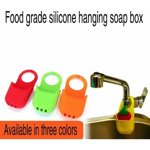 Food grade silicone hanging soap box Silicone sink filter bag kitchen storage bag silicone soap box bathroom hanging bag