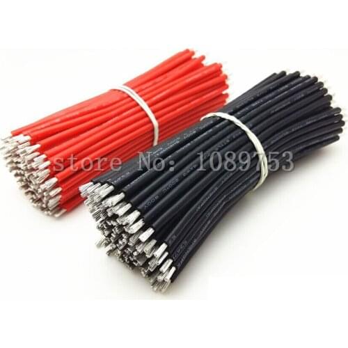 25pairs 26AWG Flexible Silicone Wire Cable Black Red with Solder Tin 10cm length 26