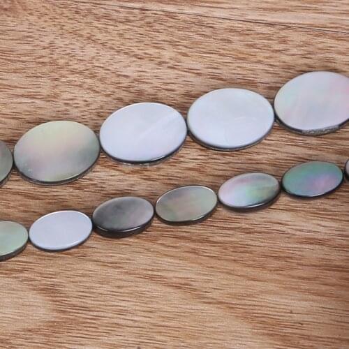 Hot SALE NEW Fashion Natural Black Lip Sea Shell Beads Oval flat loose beads for DIY necklace bracelet Jewelry Findings Making