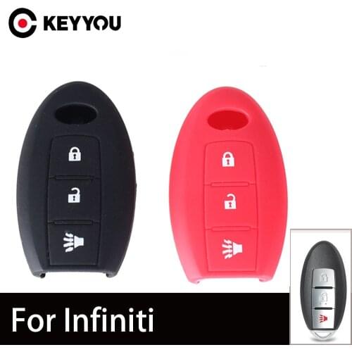 KEYYOU 3 Buttons Car Silicone Key Case Cover Fob Remote Key Case Protective Case For INFINITI EX35 FX35 FX45 G25 FX50