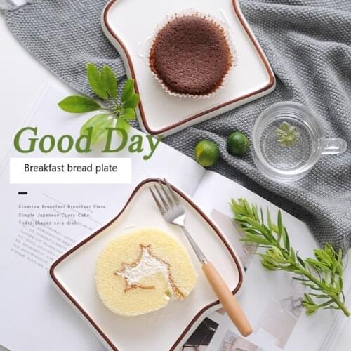 Creative Toast Shape Porcelain Plates dishes Food Bread Dessert Tray for Breakfast Dinnerware Kitchen Accessories Tableware