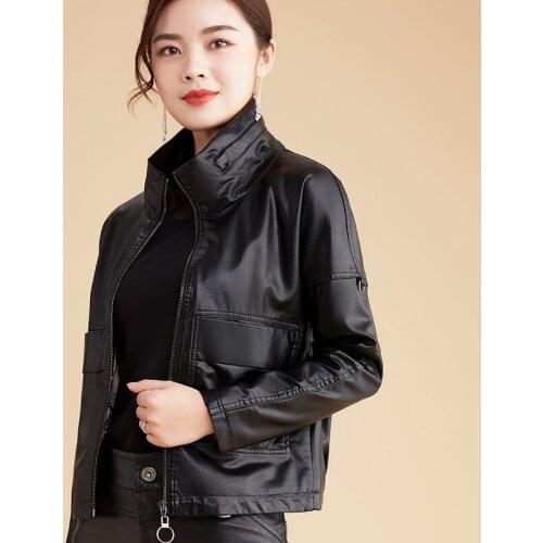 New Women Outerwear Genuine Leather Jackets Sheepskin Short Coats Motorcycle Windbreak Clothing Spring Autumn Female Jacket