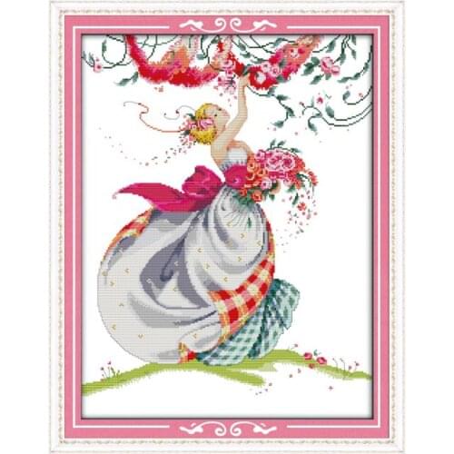 Harvest roses cross stitch kit people 18ct 14ct 11ct count print canvas stitches embroidery DIY handmade needlework