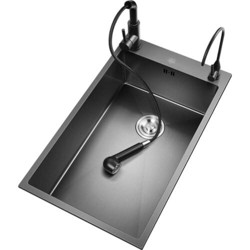Nano Black Wash Kitchen Sink Side Horizontal Kitchen Single Sink Kitchen SinkStainless Steel Scullery Household Kitchen Sink