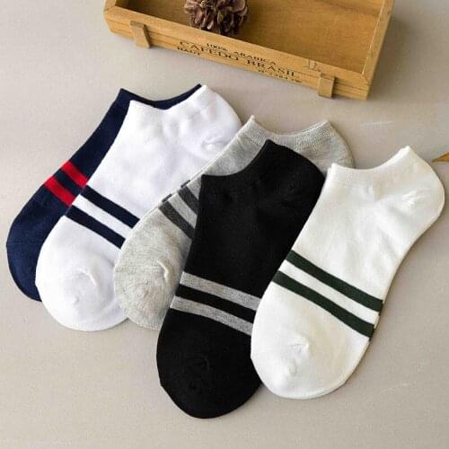 5pairs Men Socks Short Fashion Breathable Men Ankle Socks Comfortable Solid Color Stripe Casual Socks Male Street Fashions