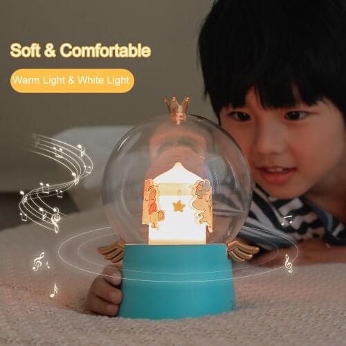 2021 Newest Led Night Light Music Box Children Night Lamp Bedroom Dreamy Music Crystal Ball Bedside Lamp Kids Birthday Gift