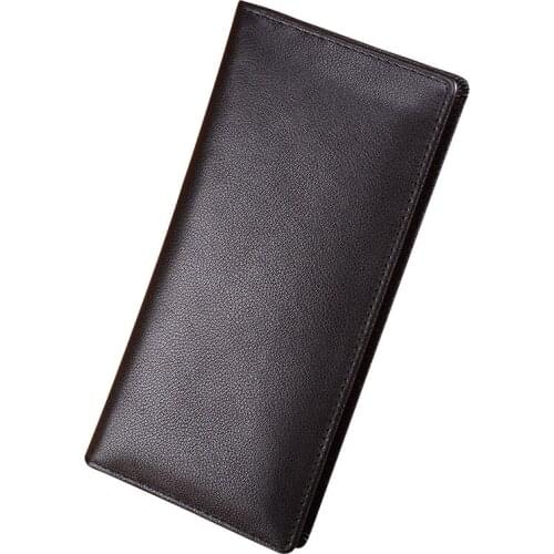 New Ultra Thin Leather Wallet Mens Fashion High Quality Long Leather Wallet Design Pure Leather Light Soft Cash Mens Clip