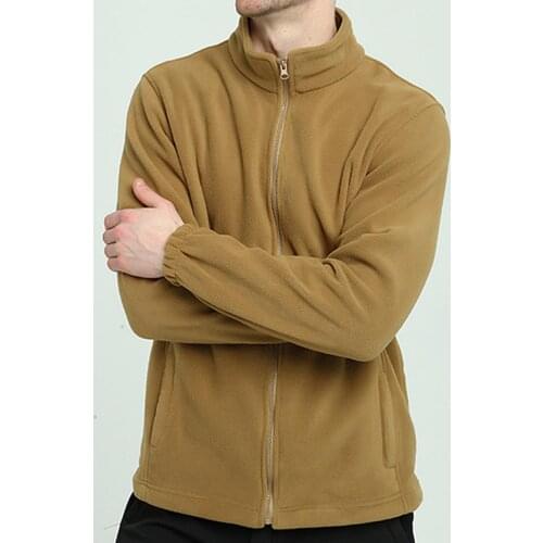 Autumn Winter Men Stand Collar Long Sleeve Plush Warm Coat Zip Jacket Outerwear