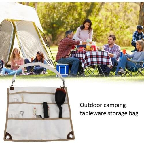 Camping Tableware Storage Bag Portable Cooking Utensil Organizer Picnic Chopsticks Straw Knife and Fork Spoon Bag