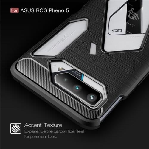 For Asus ROG Phone 5 Case Shockproof Bumper Soft TPU Carbon Fiber Armor Phone Back Cover For Asus ROG Phone 5 Pro Ultimate Case