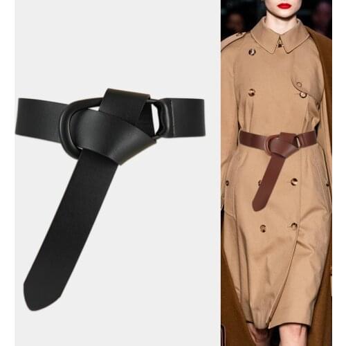 Genuine Leather Belts For Sweat Lady Wedding Party Decorate Accessories Wide Long Knotted Design Cow Waistbands Dress Skirt Gift