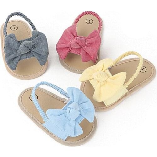 2021 Baby Girls Bow Knot Sandals Cute Summer Soft Sole Flat Princess Shoes Infant Non-Slip First Walkers