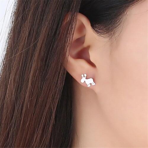 Snowflake Elks Deer Reindeer Earrings S925 Prevent Allergy Reindeer Stud Earrings For Women Girl Christmas Jewelry