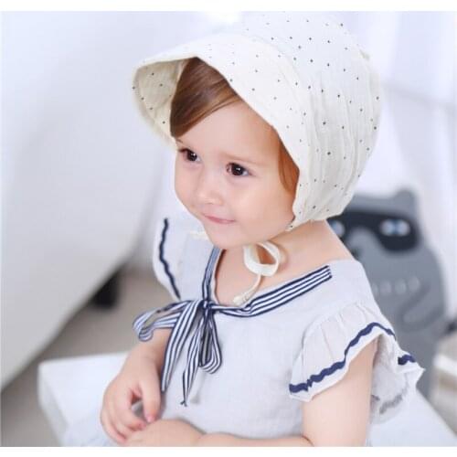 Super cute babys black and white plaid dot gauze with Princess Hat spring and autumn cotton babys fetal hat