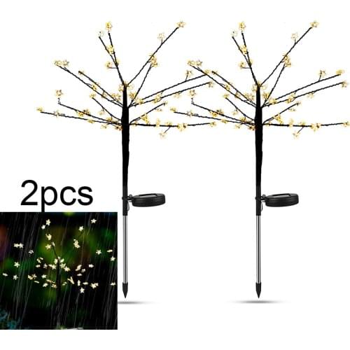 Solar Powered Outdoor DIY Shape Tree Lights with Warm White LED and Light Control Three Gears for Garden Lawn Landscape Light