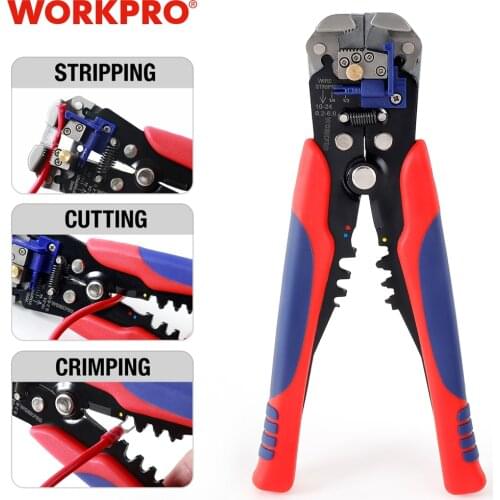 WORKPRO 8" Crimper Cable Cutter Automatic Wire Stripper Multifunction Pliers for Wire Stripping Crimping Terminal 0.2-6.0mm²