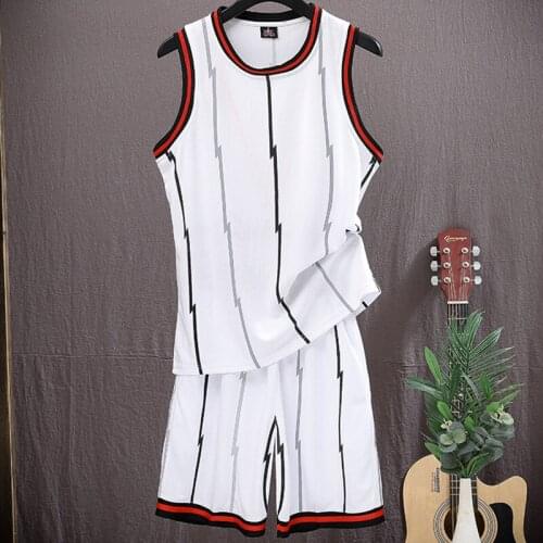 VIANKANI 2021 Summer New Lightning Print Breathable Basketball Suit O-Neck Loose Vest Street Competition Training Team Uniform