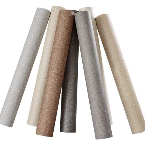 Waterproof Solid Color Wallpapers Modern Linen Textured Wall Paper Roll Grey Beige Yellow Khaki Wallpaper Vinyl Bedroom Walls