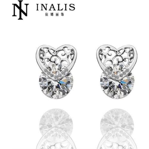 INALIS Classic Full of Crystal Rhinestone Clover Flower Big Stud Earrings for Woman Fashion Wedding Earrings Wholesale E438