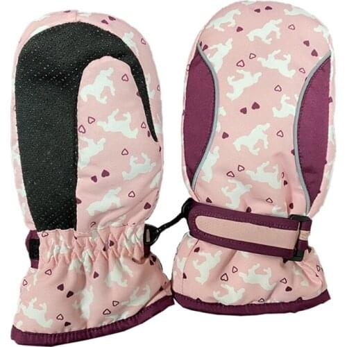 Kid Girls Boys Mittens Child Ski Gloves Thick Warm Pony Printed Waterproof Glove