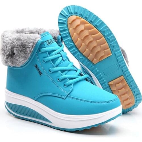 Winter ankle boots women sneakers shoes warm fur sport shoes woman fashion lace-up solid wedges plaform shoes sneakers women