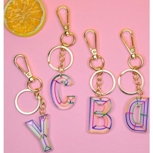 Letter Keychain Women Tassel Jewelry Pendant Resin Key Ring Shining Crystal 26 Alphabet Key Holder Girlfriend Gift For Bag/Car