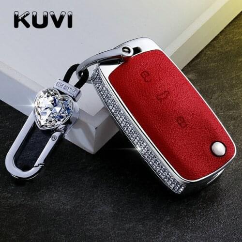 Women Diamond Leather Car key Cover Case Car Key Bag Fit for VW Volkswagen Skoda Golf Polo Tiguan Passat Jetta MK5 MK6 T5 Beetle