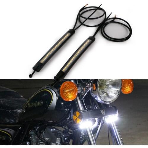 1Pc Universal Turn Signal LED Ring Light Motorcycle Front Fork Shock Absorber Modification Parts Turn Signal With Water Lamp