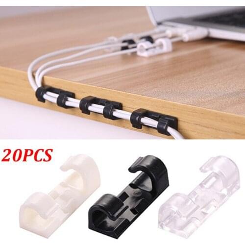 20PCS/lot Self-adhesive Wire Organizer Line Home Office Desktop Clips Cable Clip Buckle Ties Fixer Fastener Holder Accessories