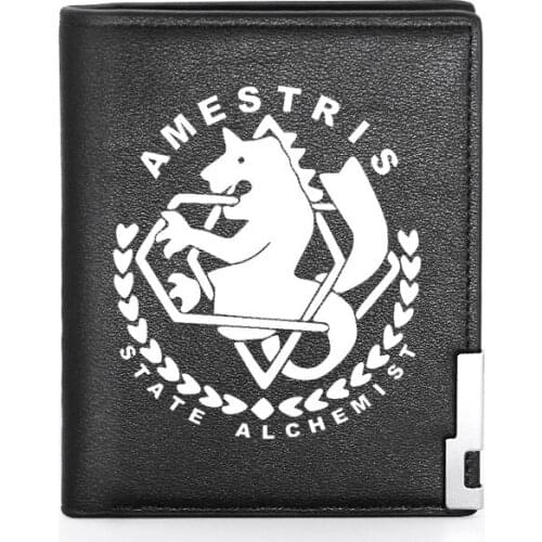 2021 Amestris State Alchemist High Quality Leather Men Wallet Classic Credit Card Holder Short Purse