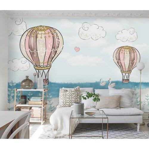 Customized large-scale 3D mural modern Nordic sea beach balloon wallpaper childrens room background wall paper mural