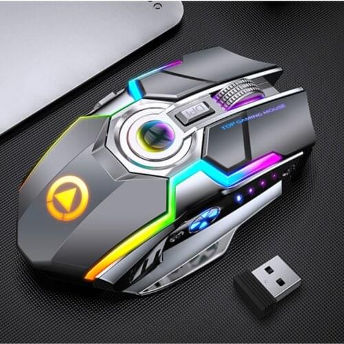 XQ Wireless Mouse 1600dpi Rechargeable Mute Gaming Mouse RGB Breathe Backlight Optical Mouse Electroplated Laptop Computer Mouse