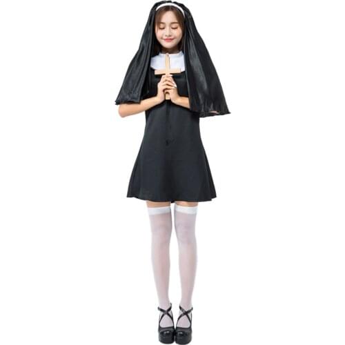 Halloween Nun Suit Adult Choir Christian Cosplay Costume Stage Performance Costume