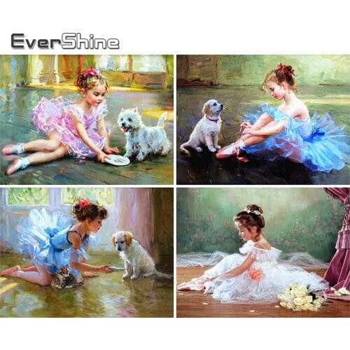 EverShine 5D Diamond Painting Portrait DIY Full Drill Square Diamond Embroidery Ballet Rhinestones Dog Mosaic Handmade Gift