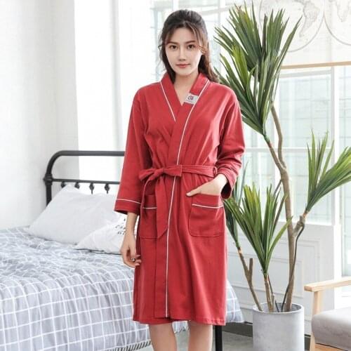 Cotton Women Bathrobe Long Kimono robe Bathrobe Bath Robe Femme Sleepwear Dressing Gown Bridesmaid Robes Lovers Kimono