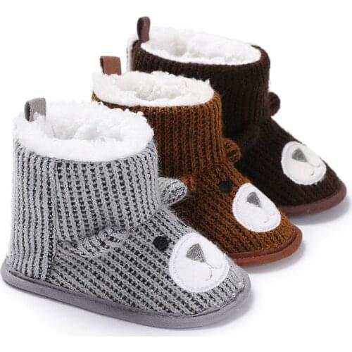 Cotton Baby Shoes Boots Soft Cotton Warm Plush Prewalker Cartoon Print Winter Anti Slip Newborn Toddler Baby Boy Girl Shoes