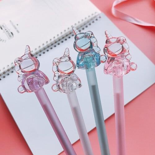 1Pcs Crystal-Headed Unicorn Cartoon Gel Pen Signature Pen Escolar Papelaria School Office Supply Promotional Gift
