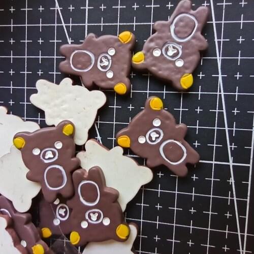 Resin flatback brown bear cartoon cookie 23mm Cabochons Hair Bow Center Card Frame Making Craft DIY B108-13