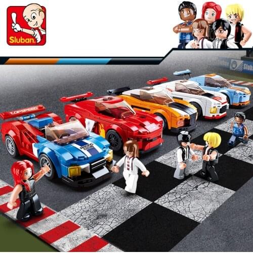 Sluban Car Series Building Block Sets B0633A/B/C/D/E Racing Car Assembled Model Building Brick Toys For Boys Christmas Gift