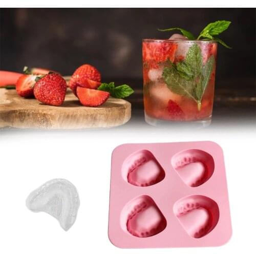 4-hole Ice Box Whiskey Maker Denture Shaped Mold Ice Tray Mold Ice Maker Silicone Ice Ball Maker Mold Kitchen Tool Accessories
