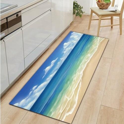 Beautiful Scenery Doormat Home Washable Kitchen Mat Non-Slip Bathroom Carpet Blue Sea Decorative Living Room Balcony Area Rugs