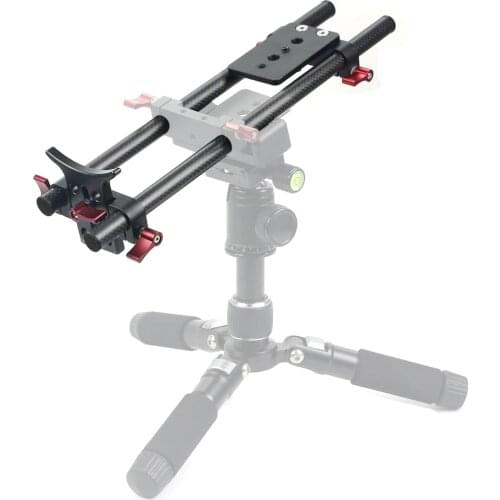 BGNing Aluminium Camera Lens Bracket Holder Stand Kit with 40cm Carbon Fiber Tubes Rod Clamp Railblock Mount Plate SLR Camera