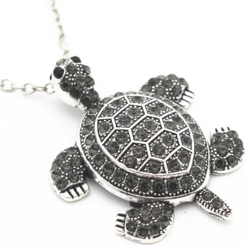 Hot selling 1pcs/lot gray Cute Tortoise Pendants long chain 50cm Necklace Alloy for Women Necklace Jewelry