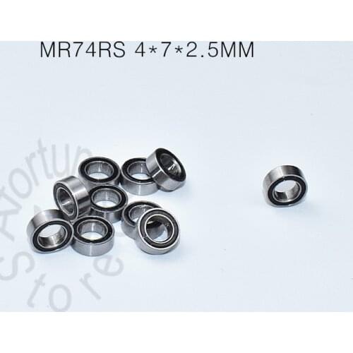 MR74RS 4*7*2.5(mm) 10pieces free shipping bearings Rubbe sealed ABEC-5 chrome steel miniature bearing hardware Transmission Part